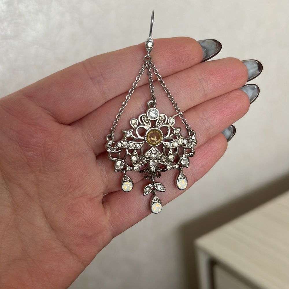 BaubleBar Silver Crystal Chandelier Drop Earrings - Picture 6 of 7
